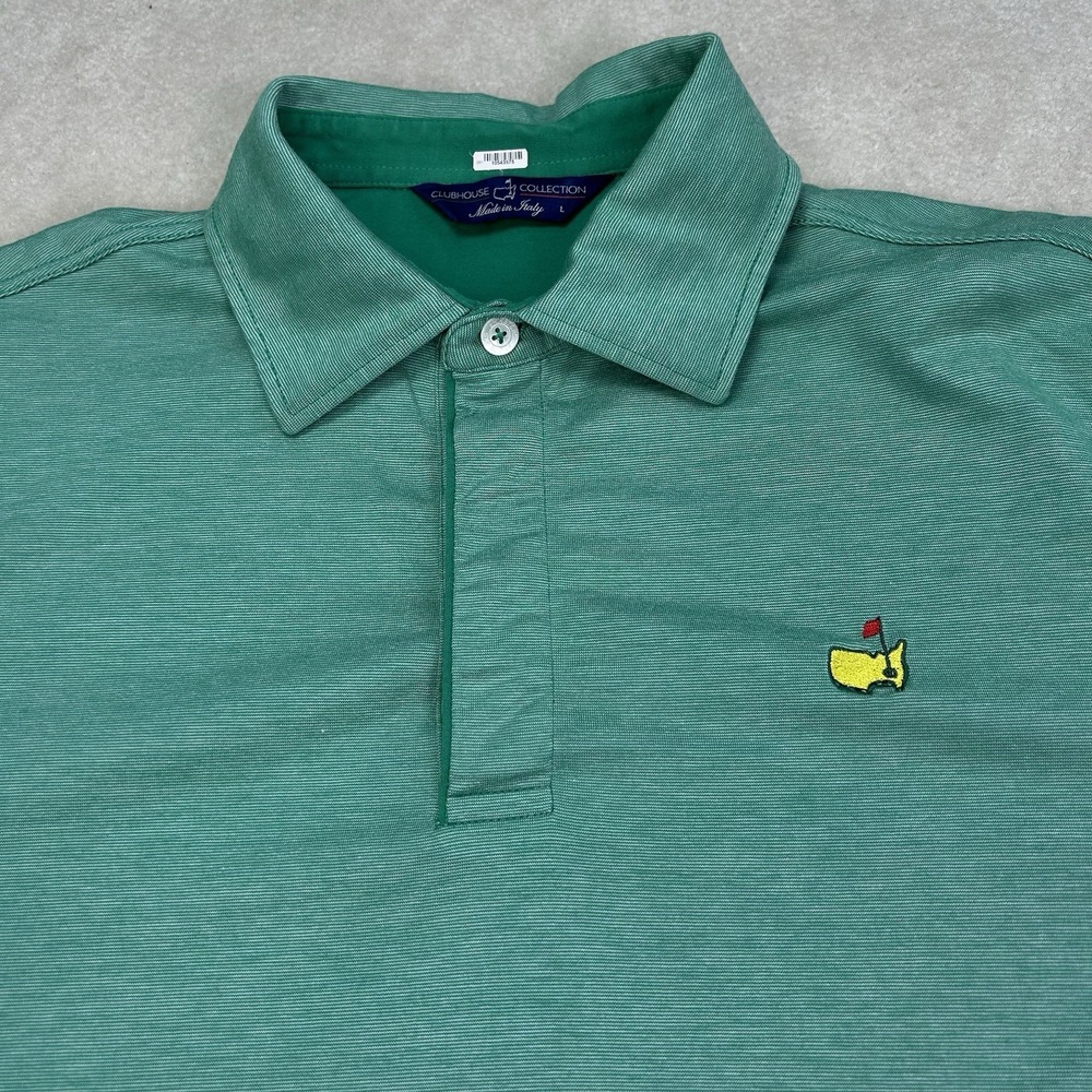 The Masters Shirt Mens Large Golf Polo Clubhouse Collection Green Made In Italy